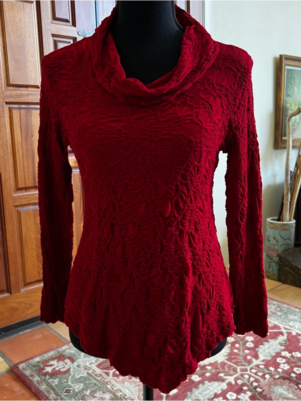Sno Skins Dream Catcher Turtleneck Womens Size Small Long Sleeve Top Crimson Red
